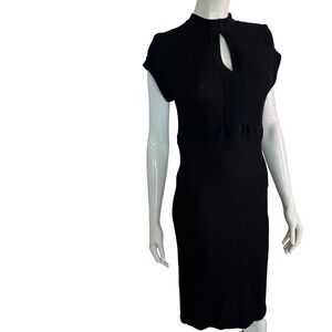 🥂Vintage St. John Black Knit Sheath Dress | 90s Keyhole Neckline | Size 4